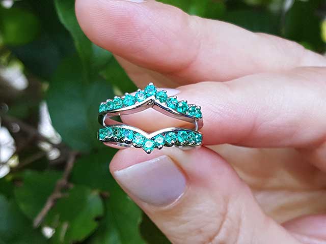 USA made real Colombian emerald enhancer rings