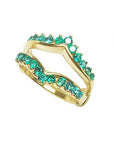 Solid white or yellow gold rings with emerald