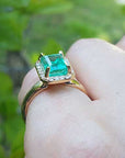 inexpensive Emerald ring halo diamond