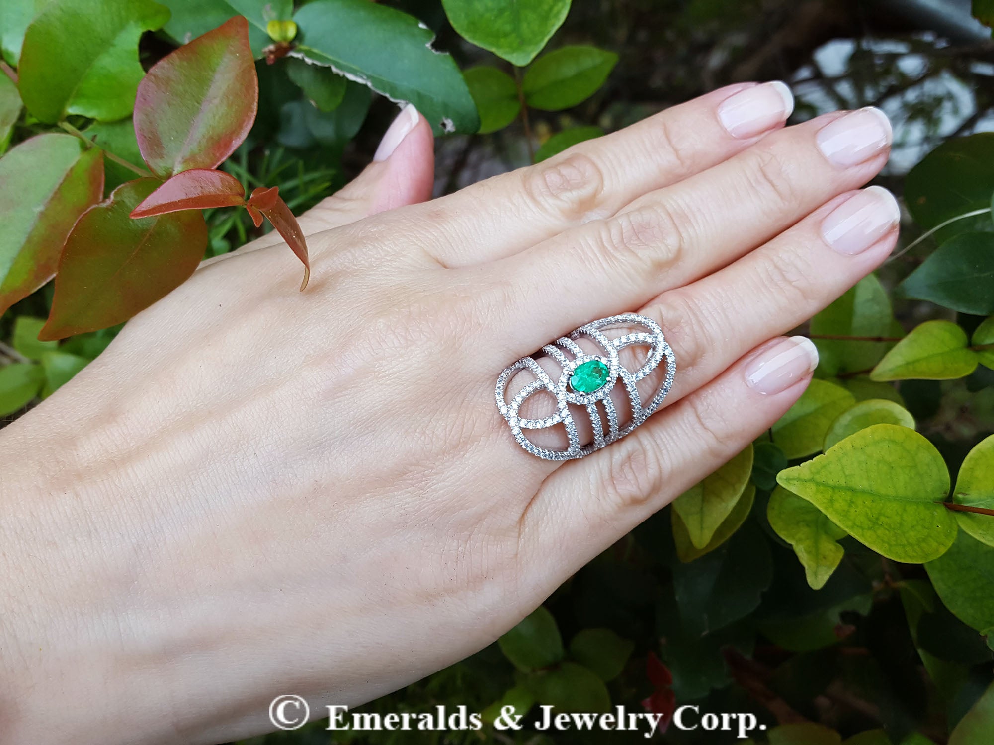 Silver real emerald ring wholesale
