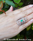 Silver real emerald ring wholesale