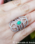 Inexpensive Women’s Natural emerald silver ring