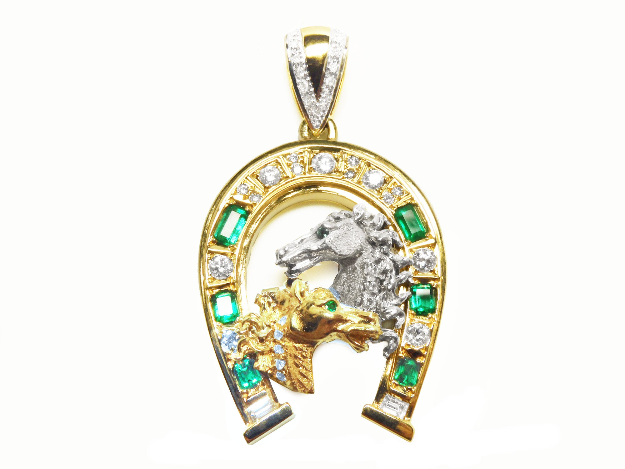 Necklace horseshoe emeralds for men