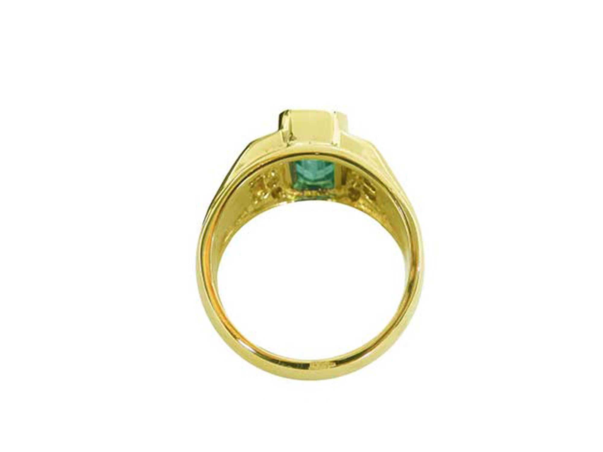 Yellow gold mens emerald ring