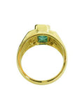Yellow gold mens emerald ring