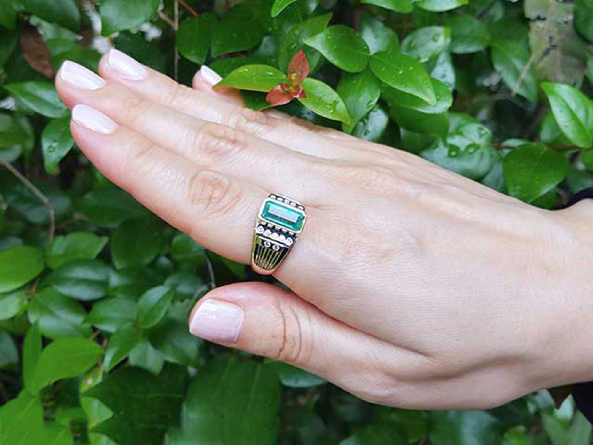 Authentic Colombian emerald ring for men