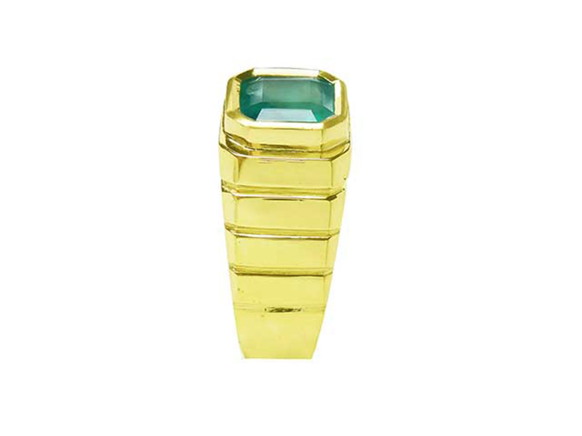 Gold emerald ring for man