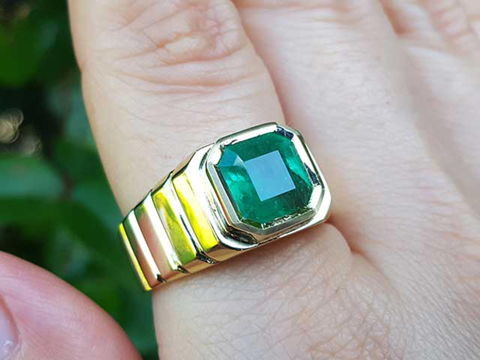 Colombian emerald ring for men, 