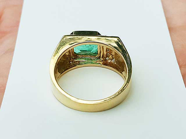 Emerald-cut East-West Men's Emerald Ring