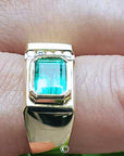 Emerald bezel set men rings