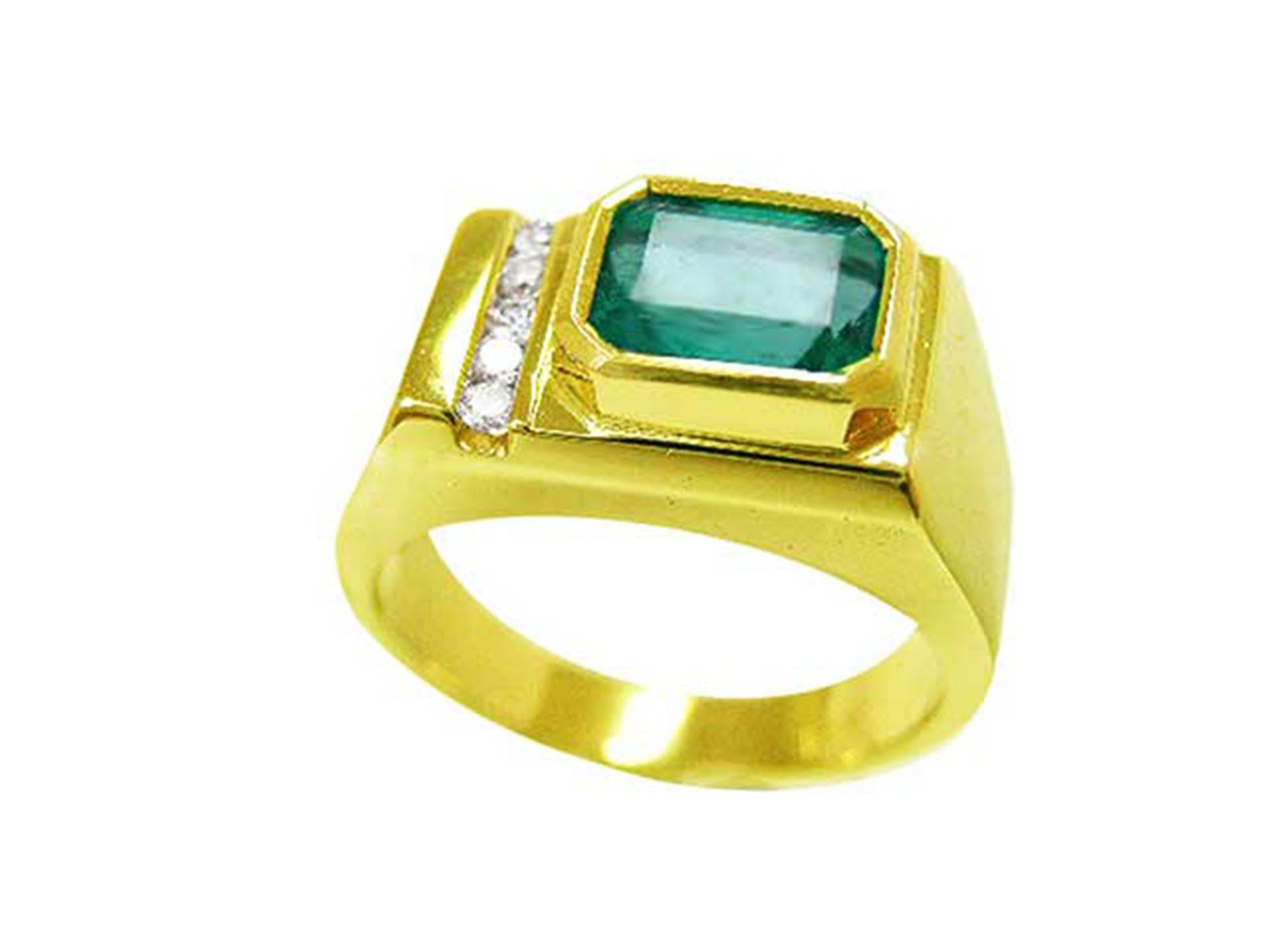 Emerald gold rings for man