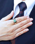Solitaire men's emerald ring