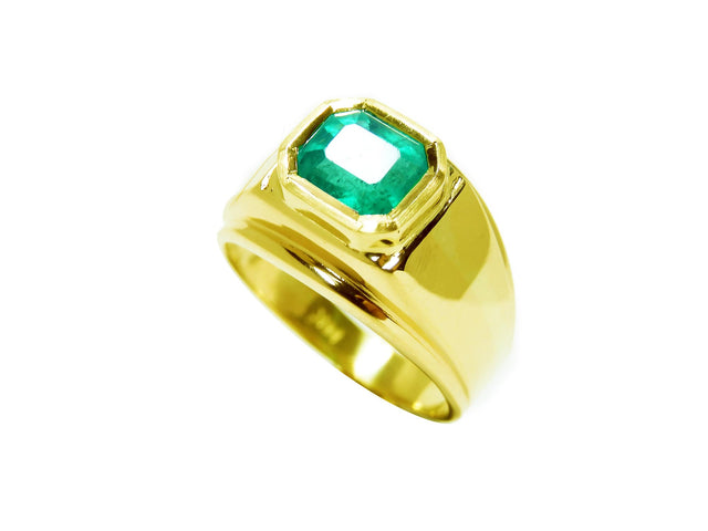 Genuine emerald ring for men