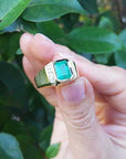 Green emerald men’s ring