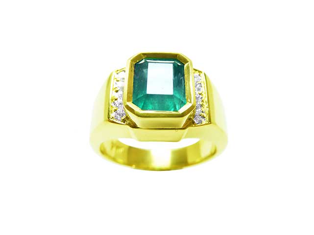 Men's Genuine Emerald May birthstone Ring
