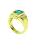 May's birthstone emerald gold ring for man