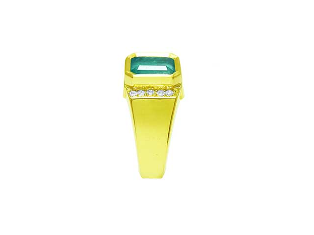 Emerald bezel set men ring