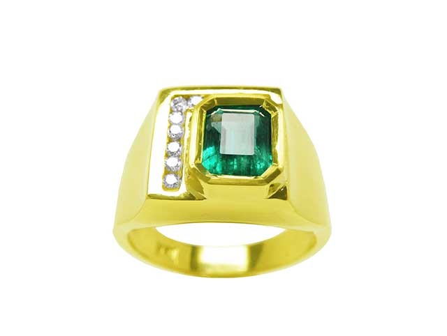 Colombian emerald men ring