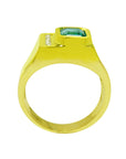 Solid yellow gold ring with emerald