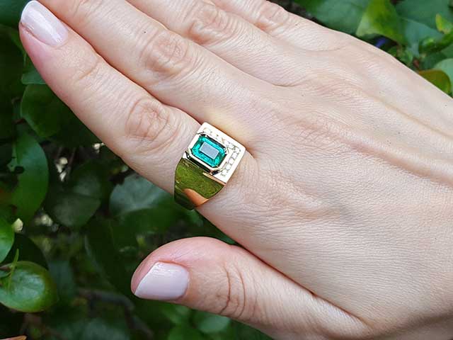 Emerald ring Made in USA