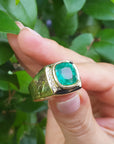 Emerald gold ring for man