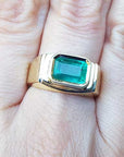 Emerald gold ring for man