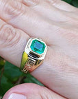 men's gold emerald ring