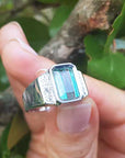 Natural emerald bezel set ring