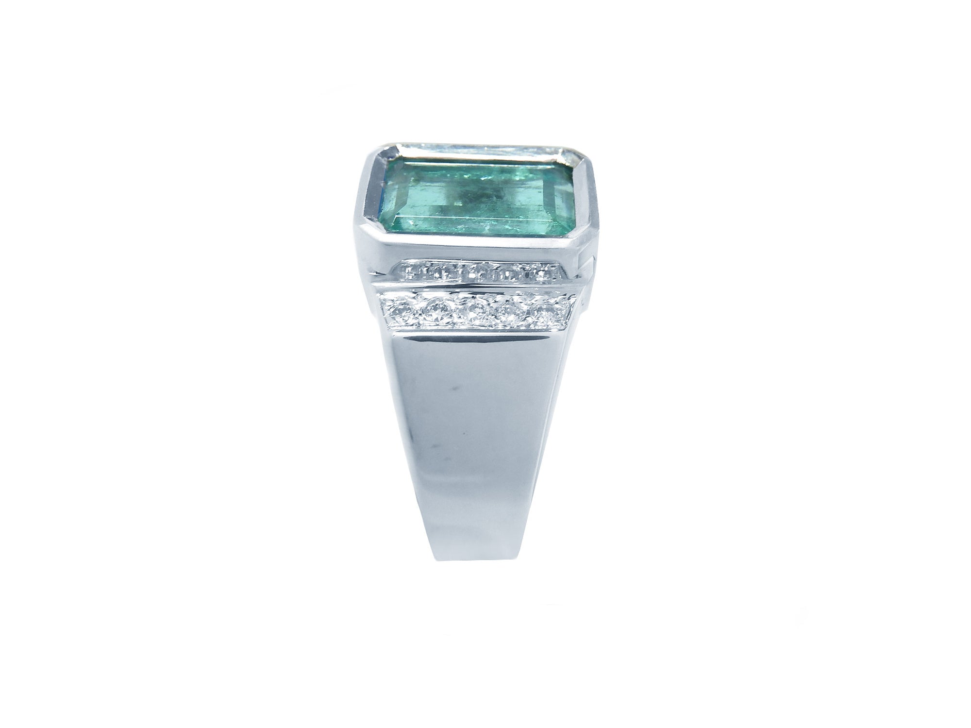18K gold men’s emerald ring for sale