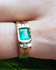 Emerald bezel set men ring