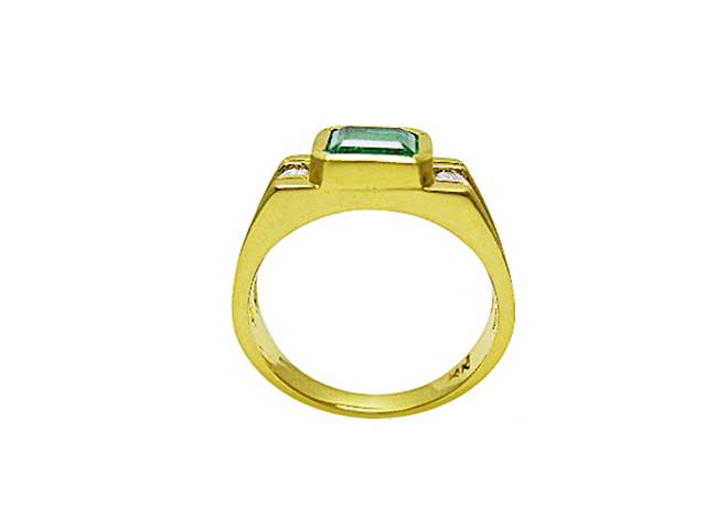 Emerald gold ring for man