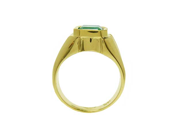 Natural emerald bezel set ring