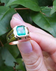 Muzo born real emerald men;s ring