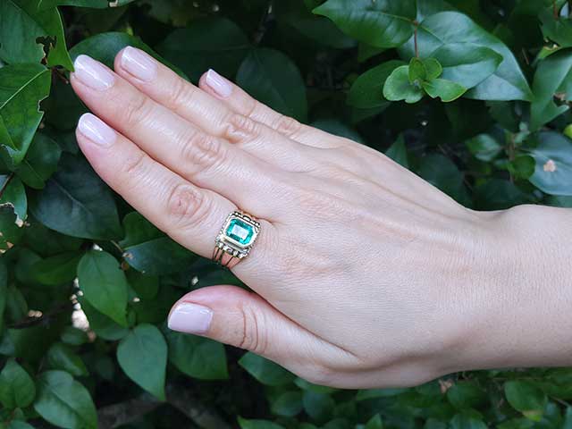 Natural men&#39;s emerald ring