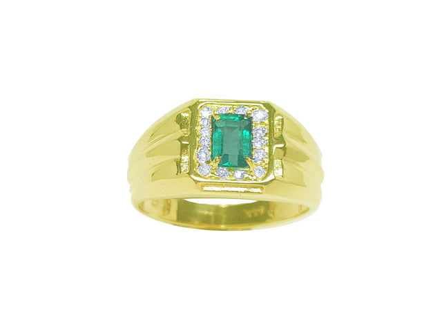 Natural men&#39;s emerald ring