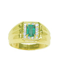 Natural men's emerald ring