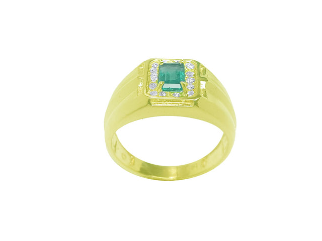 Real emerald gold ring for man