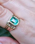 Real emerald gold ring for man