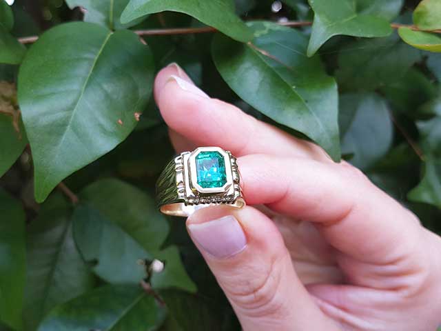 Real emerald ring made in USA