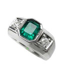 Emerald bezel set men ring