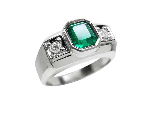 Green gemstone ring for men