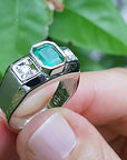 Emerald gold ring for man