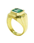 Natural emerald bezel set ring