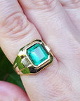 Emerald bezel set men rings