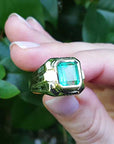 Colombian emerald men rings