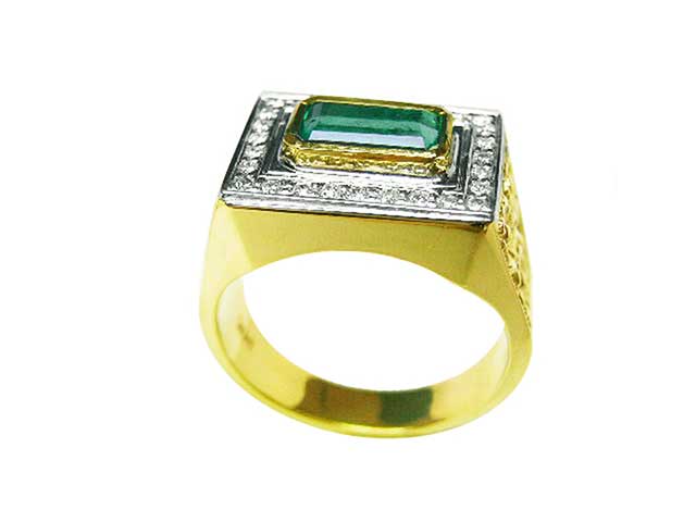 Colombian emerald men rings