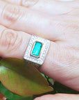 Emerald gold ring for man