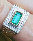 Emerald bezel set men ring