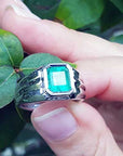 Green emerald men’s rings