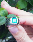 Natural emerald bezel set rings